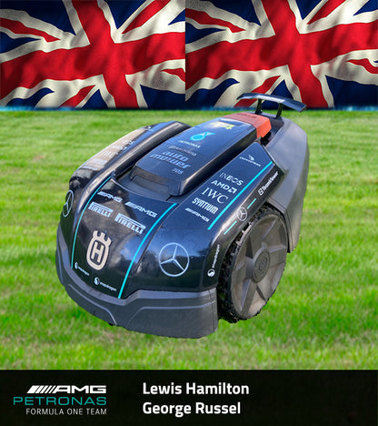 Petronas Mercedes F1 2024 stickerset for Husqvarna Automowers and Gardena Sileno robotic lawnmowers